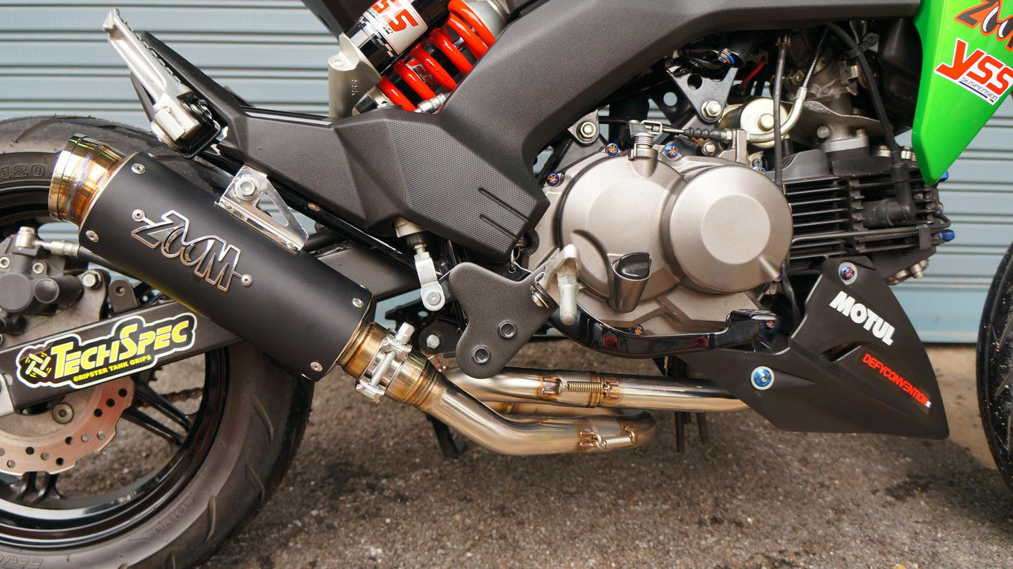 ZoOM Exhaust Kawasaki Z125 Pro 2017-2025 Z125PRO Z 125PRO LOOP Full System BLACK 2SLZ